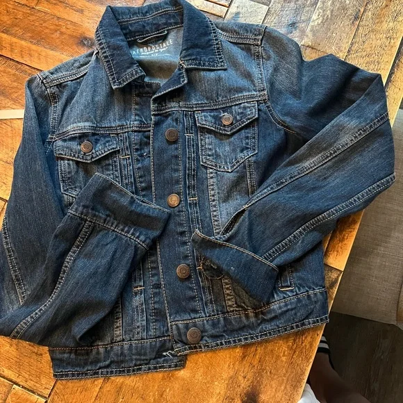 Aeropostale Dark Blue Denim Jacket pit 17 length 19 - Picture 3 of 4